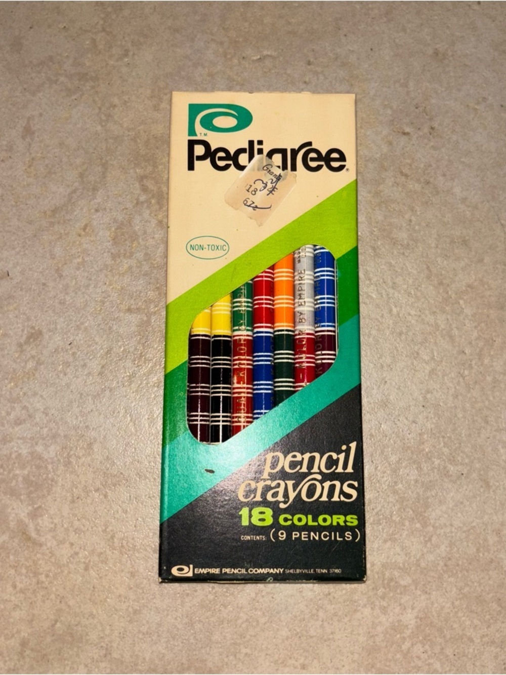 Vintage 1974 Pedigree Pencil Crayons No. 1124 18 Colors 9 Double-Sided